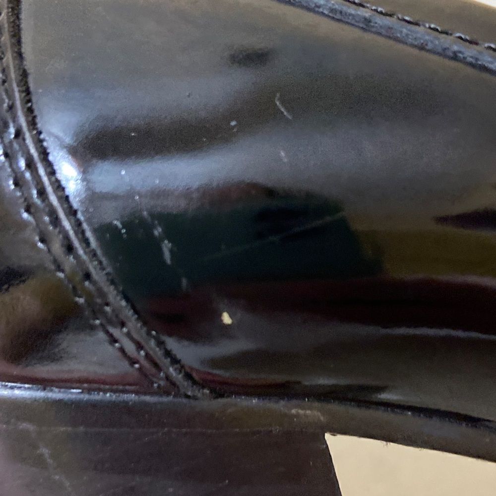 Kenneth Cole “Make Me Smile” Chunky Dark Academia Black Patent Leather Loafers - Picture 9 of 10